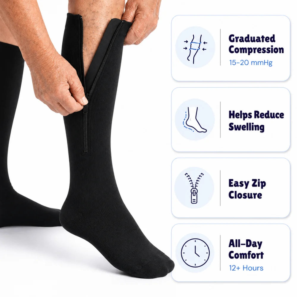 CompressVera™ – Calcetines de compresión con cremallera para soporte y comodidad