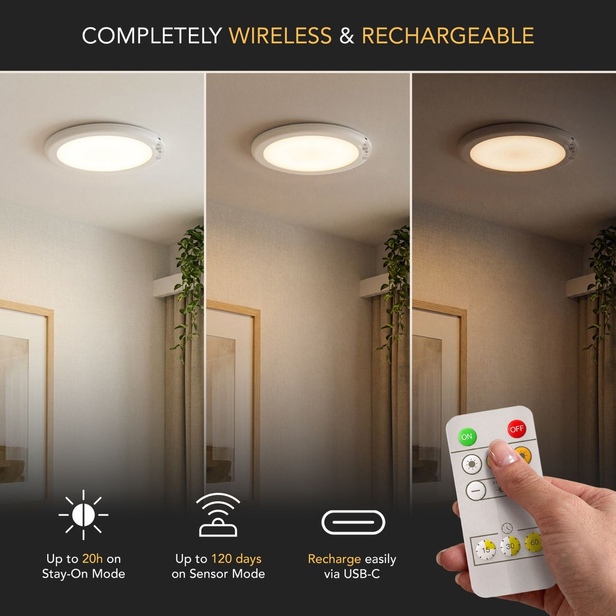 Illumora™ – Contemporary Cordless Ceiling Light for Stylish Interiors