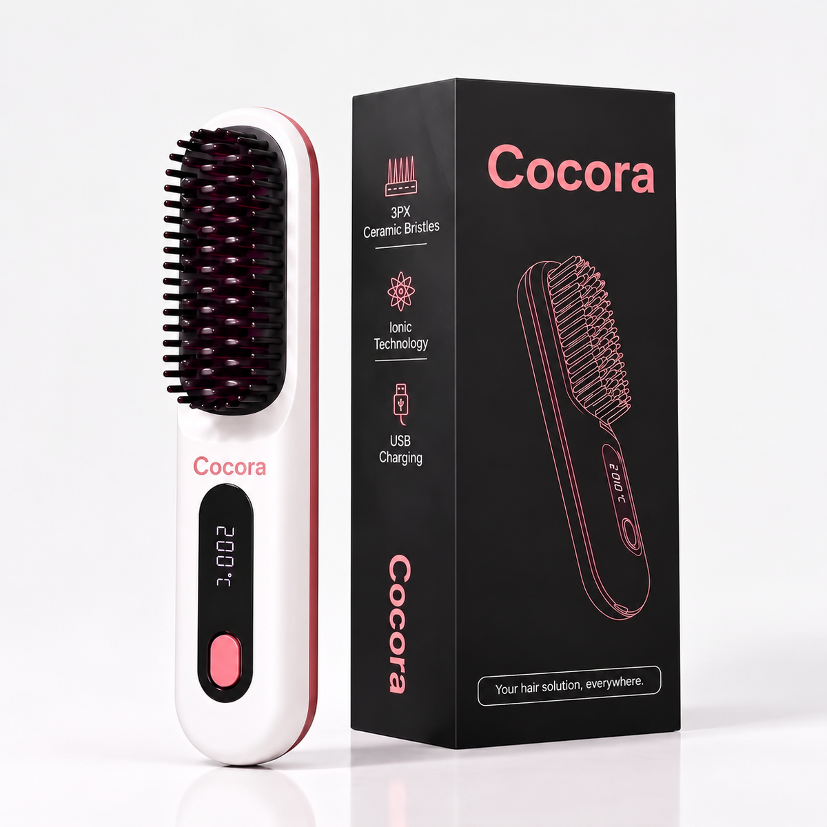 Cocora™ – Cepillo de pelo de agarre fácil para peinados cortos