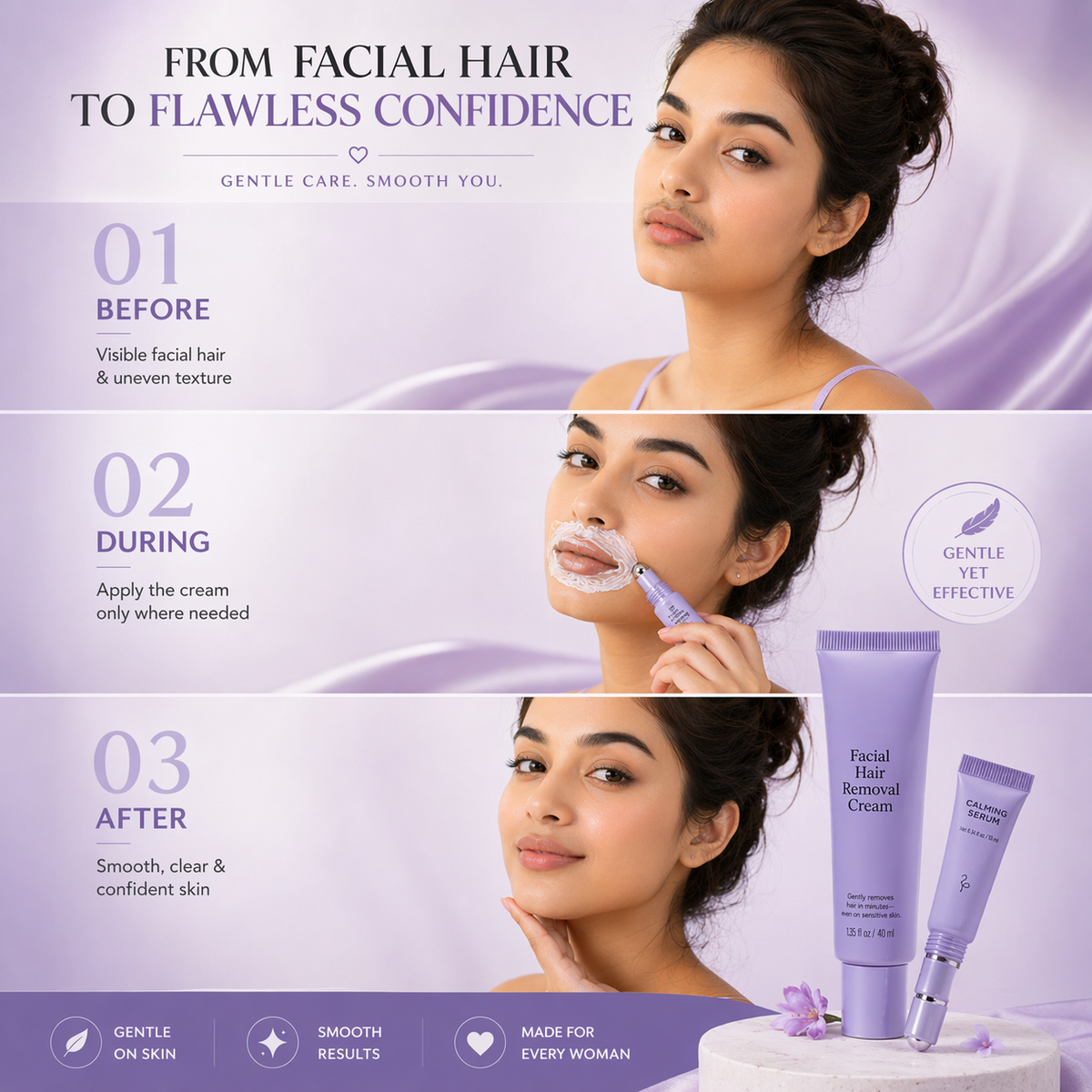 Glamira™ – Kit de depilación facial fácil para piel sensible