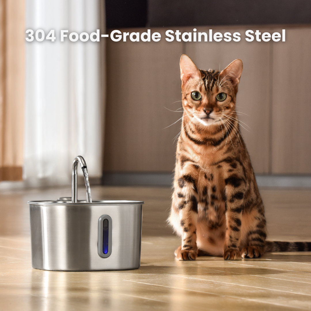HydraPurr™ – 2.2L Stainless Steel Cat Water Fountain