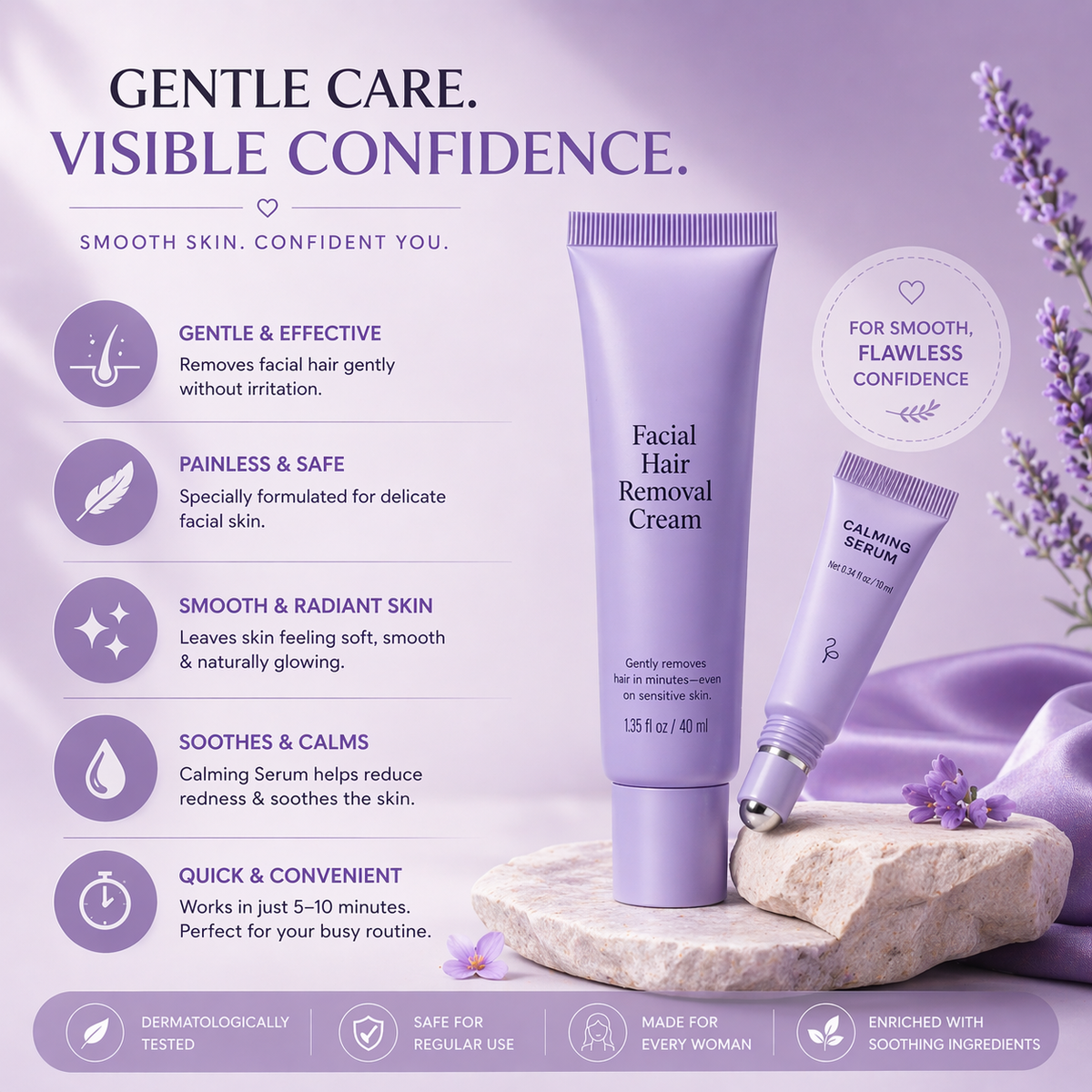 Glamira™ – Kit de depilación facial fácil para piel sensible