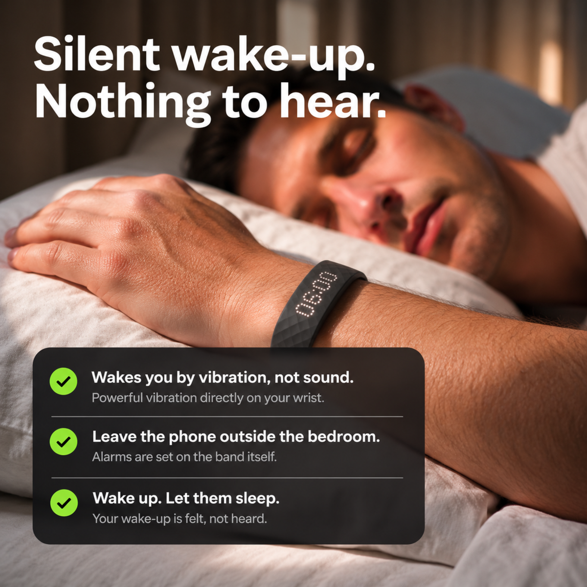 Snoozelle™ – Alarma de vibración vestible para despertar suavemente a diario