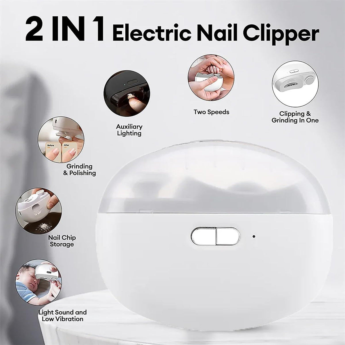 PureNails™ – Lima eléctrica suave para un recorte de uñas preciso