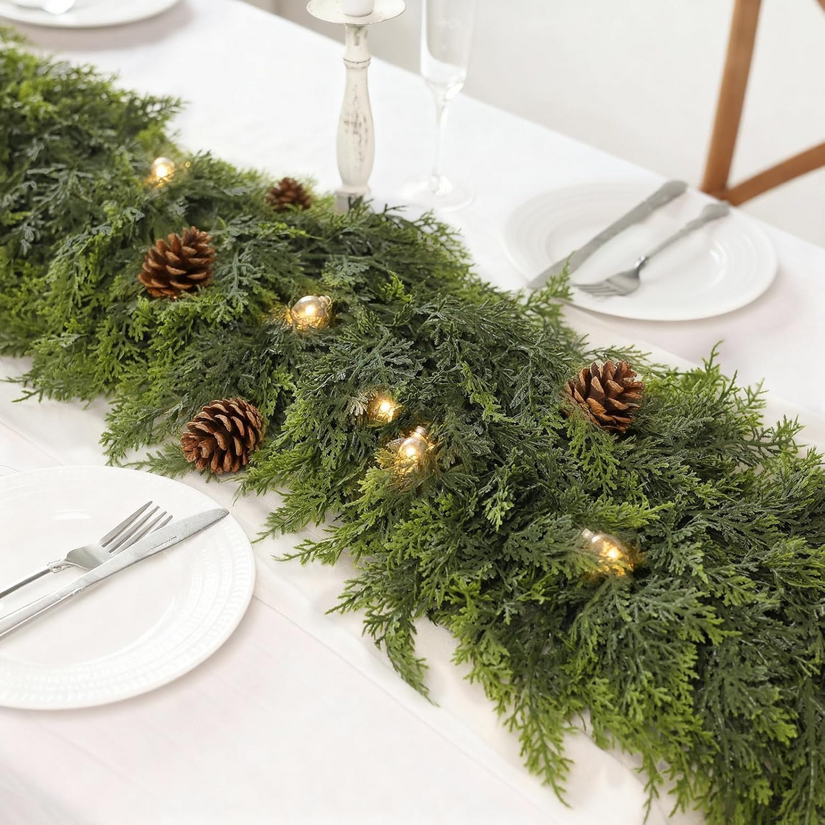 Pinevera™ – Real Touch Cedar Garland Two-Pack Décor