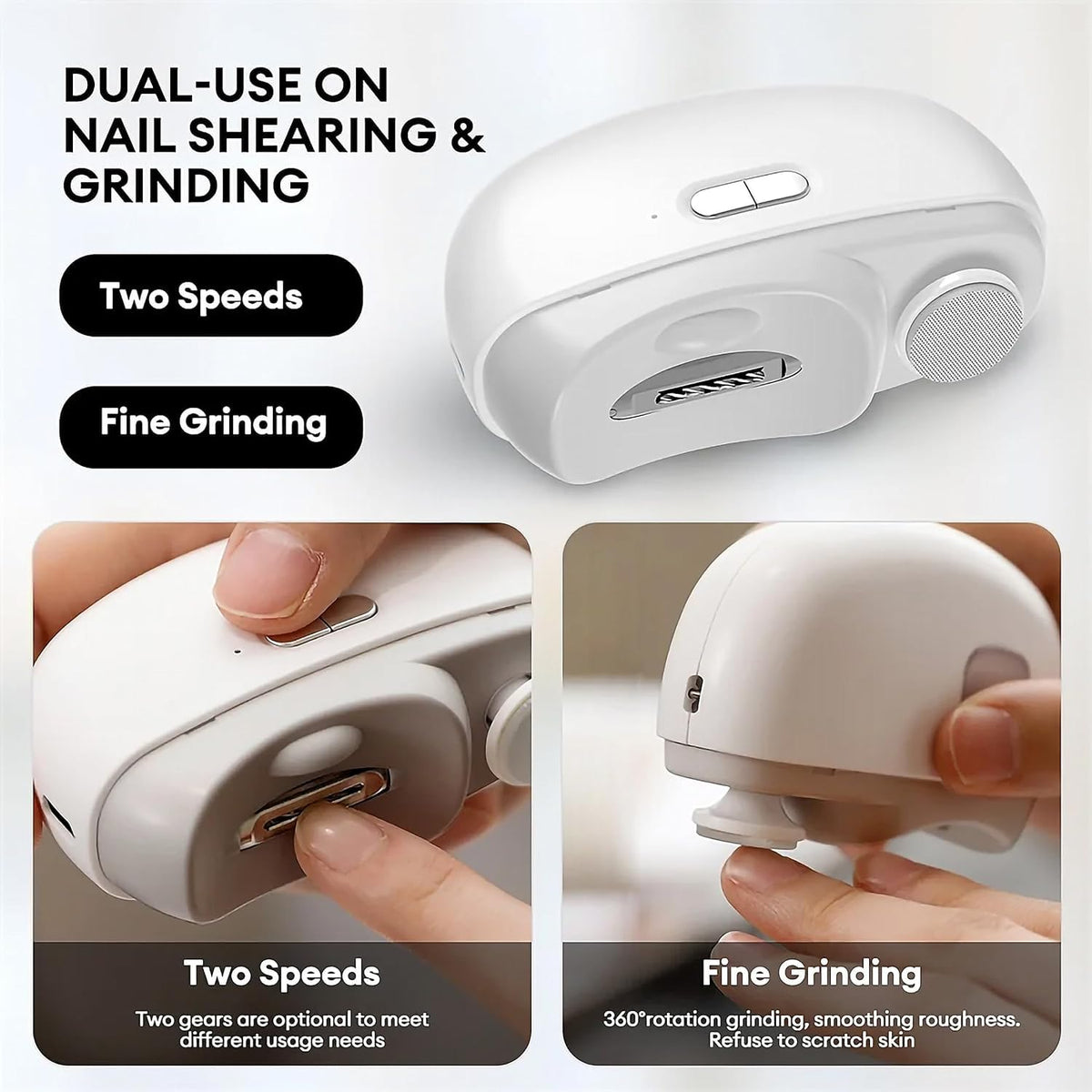 PureNails™ – Lima eléctrica suave para un recorte de uñas preciso