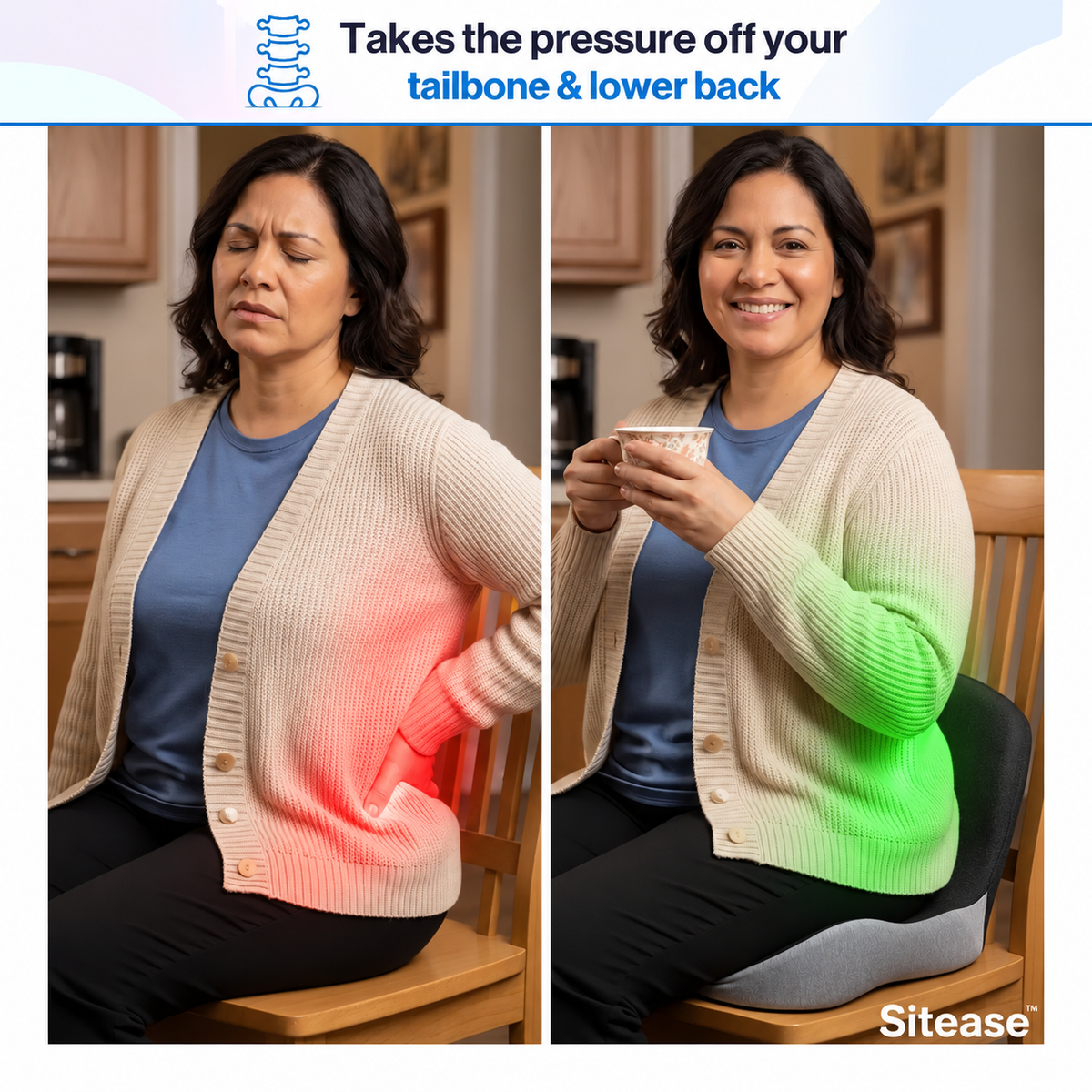 SitEase™ Orthopedic Cushion for Pain-Free, Comfortable Sitting