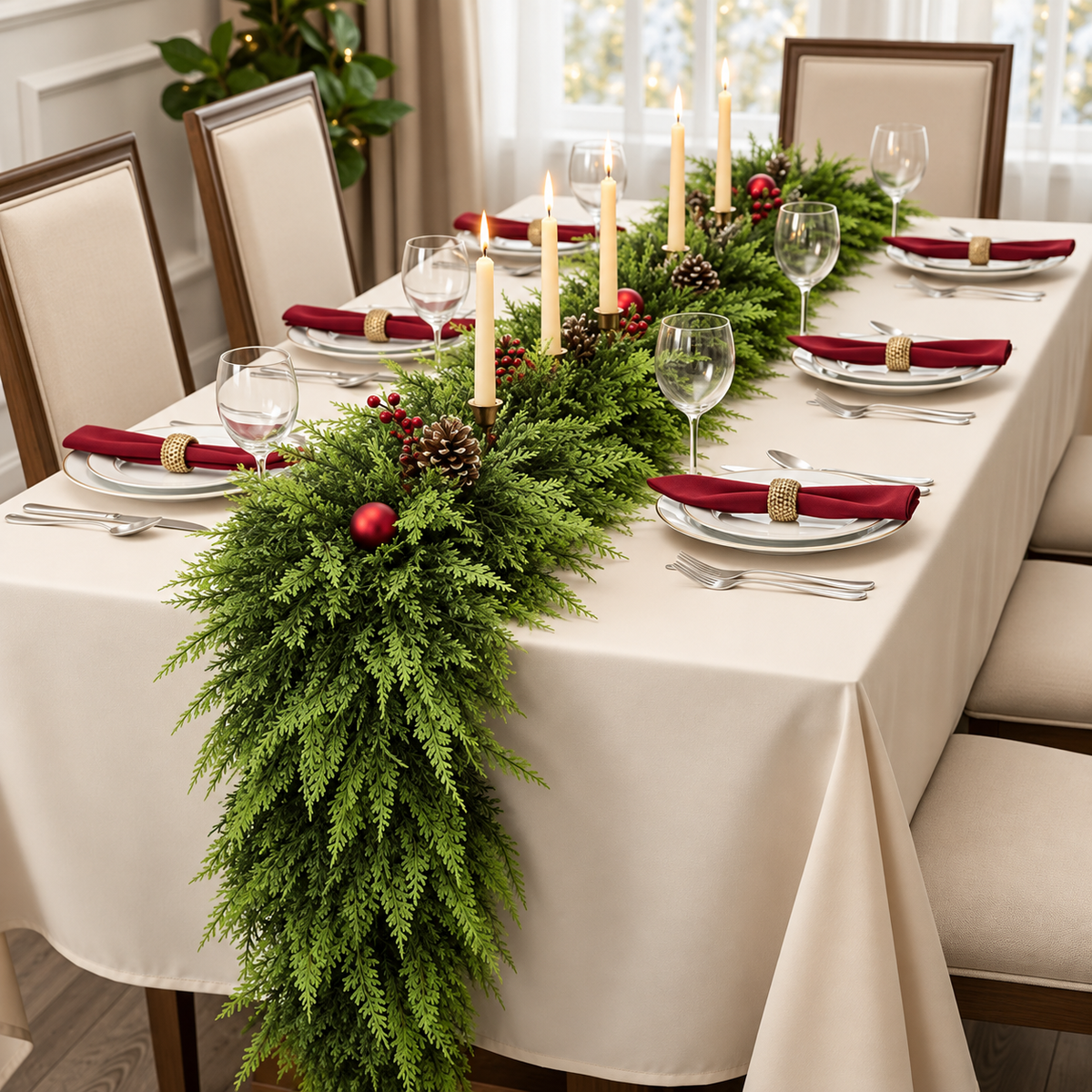 Pinevera™ – Real Touch Cedar Garland Two-Pack Décor