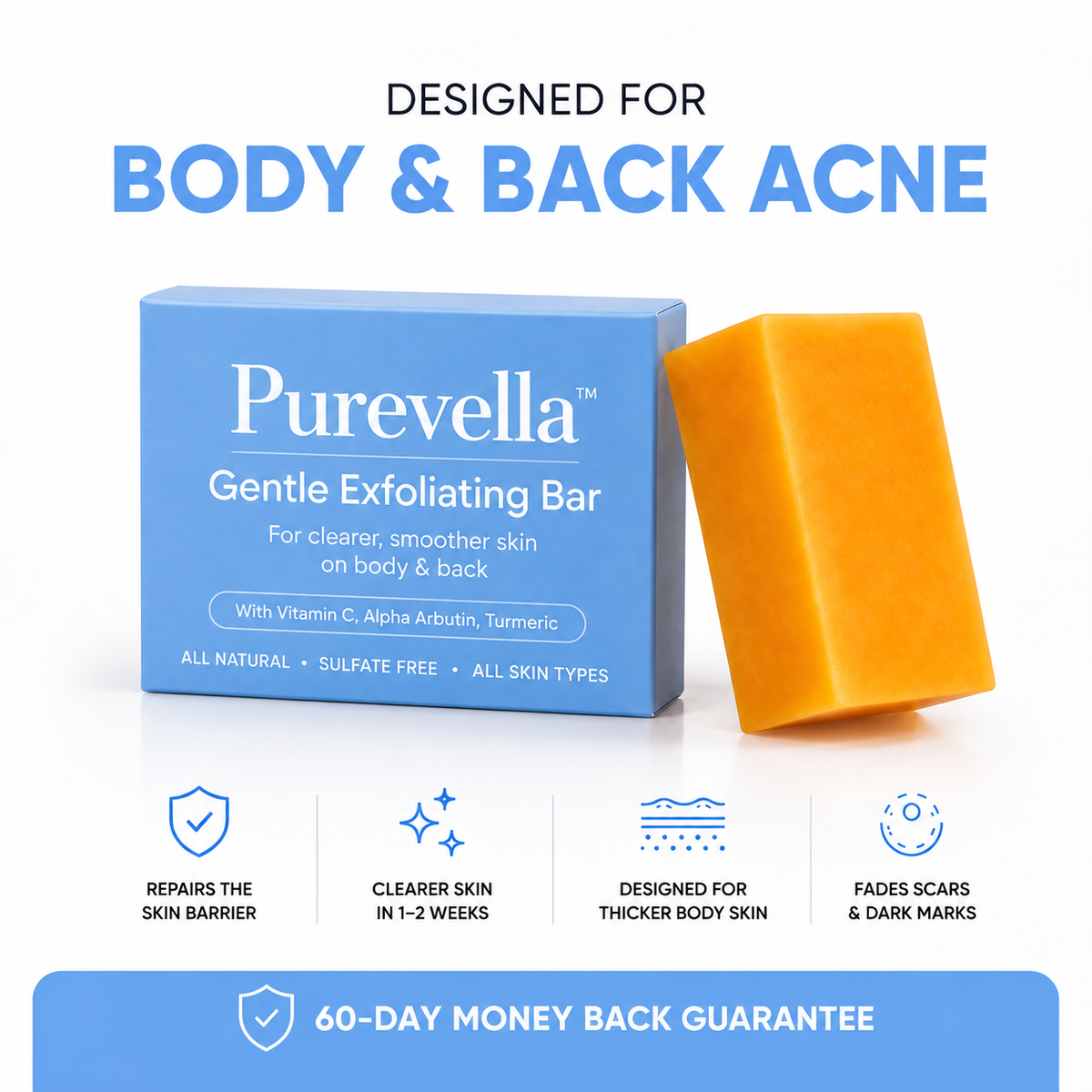Purevella™ – Barra exfoliante suave para una piel de aspecto más limpio