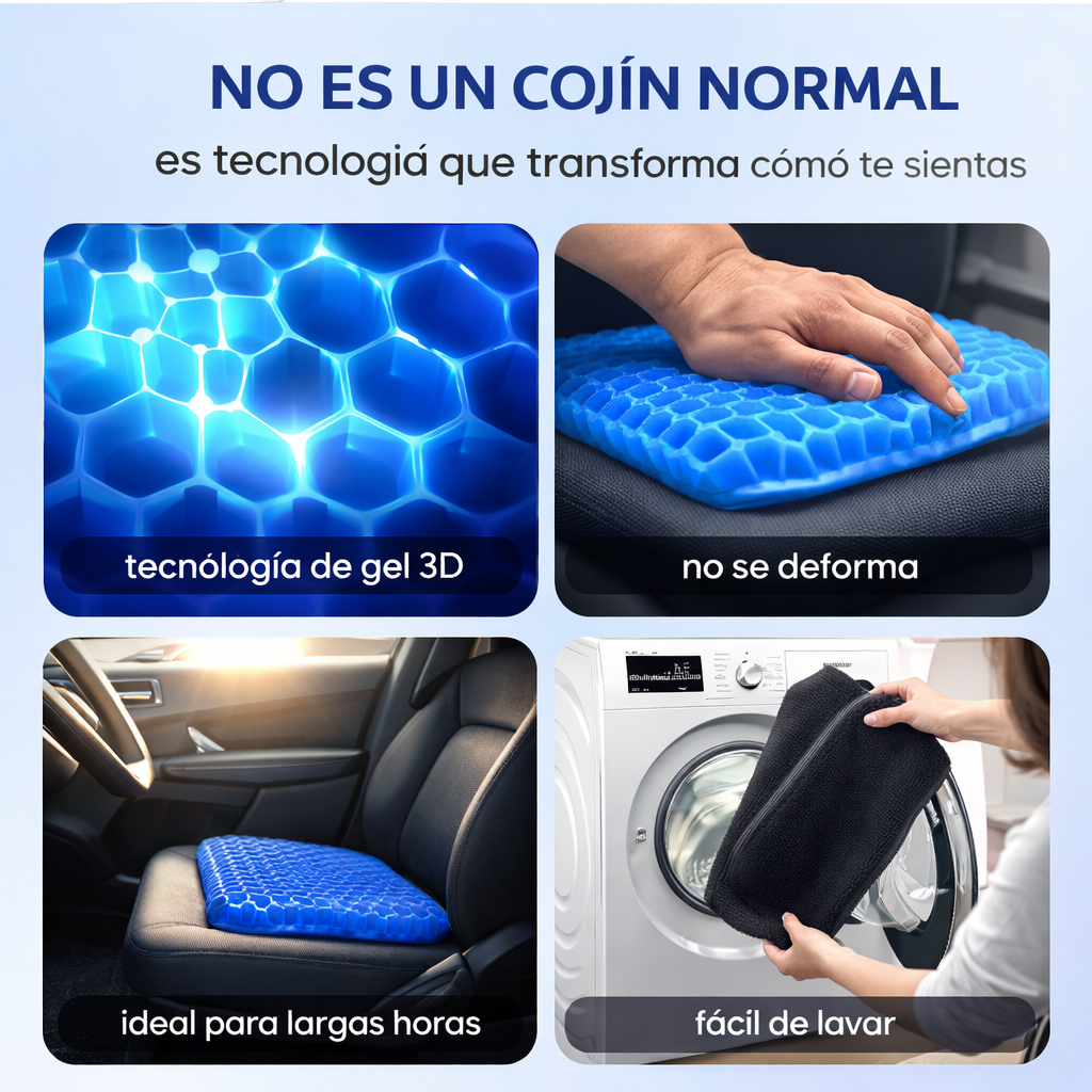 Gelvanta™ – Cojín Ergonómico de Gel para Lumbar y Cóccix