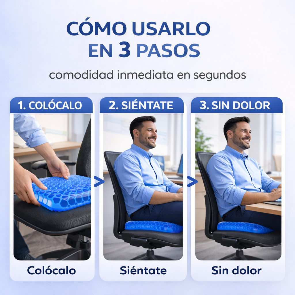 Gelvanta™ – Cojín Ergonómico de Gel para Lumbar y Cóccix