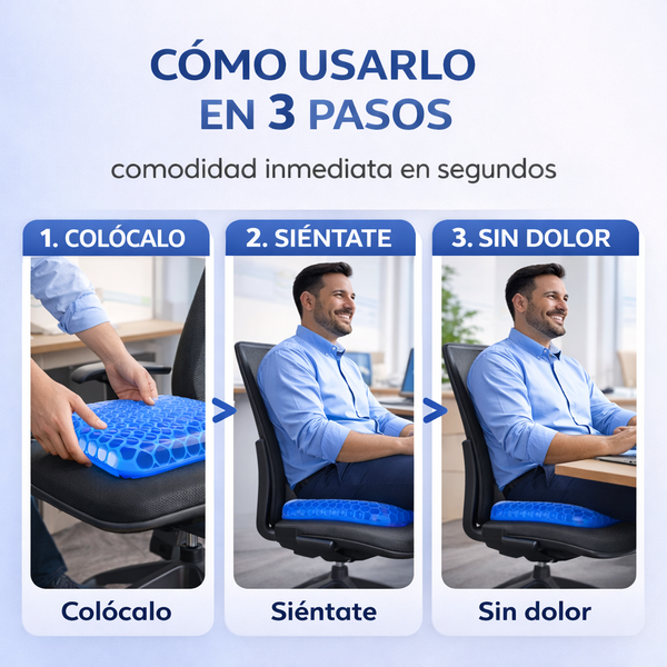 Gelvanta™ – Cojín Ergonómico de Gel para Lumbar y Cóccix
