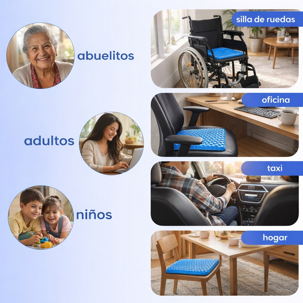 Gelvanta™ – Cojín Ergonómico de Gel para Lumbar y Cóccix