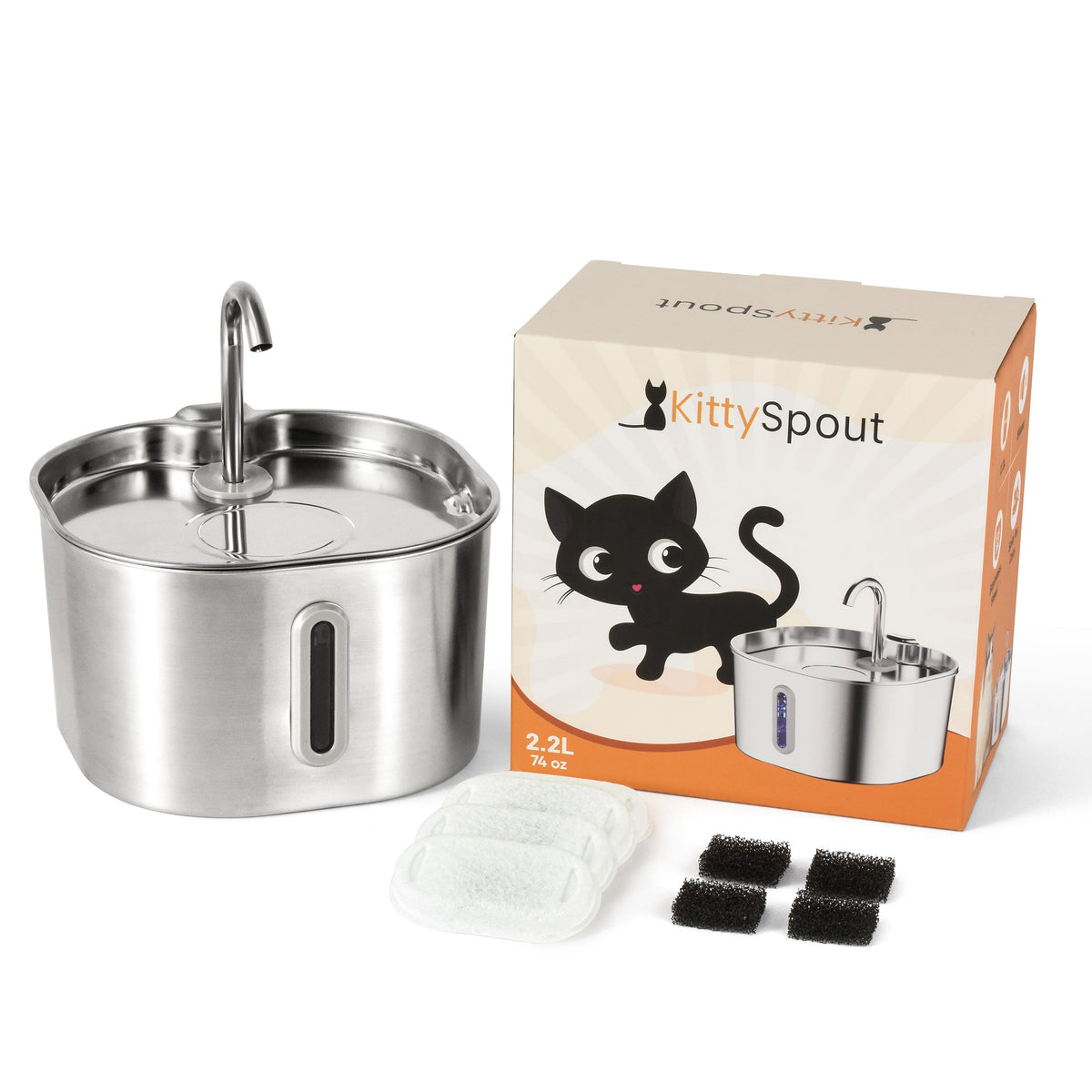 HydraPurr™ – 2.2L Stainless Steel Cat Water Fountain