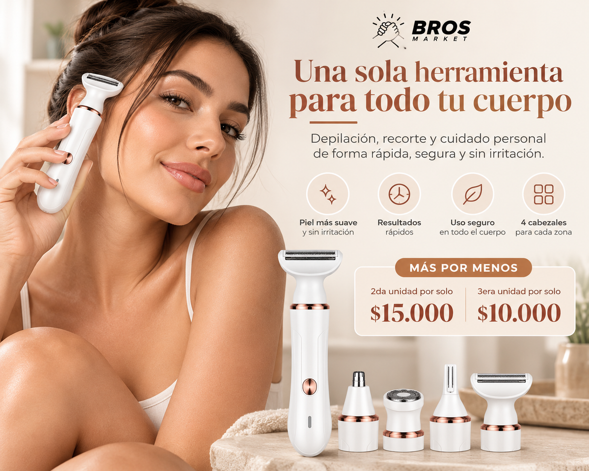 Veloura™ – Afeitadora Eléctrica Femenina 4 en 1 para Rostro y Cuerpo