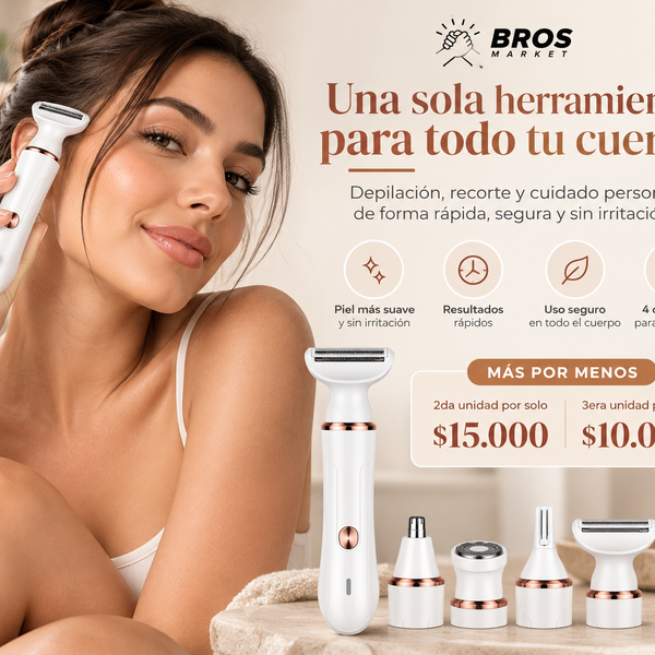 Veloura™ – Afeitadora Eléctrica Femenina 4 en 1 para Rostro y Cuerpo