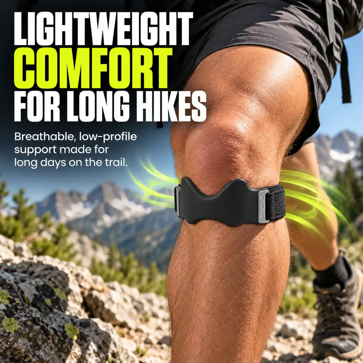 TrekFlex™ – Compression Knee Strap for Hiking and Descending