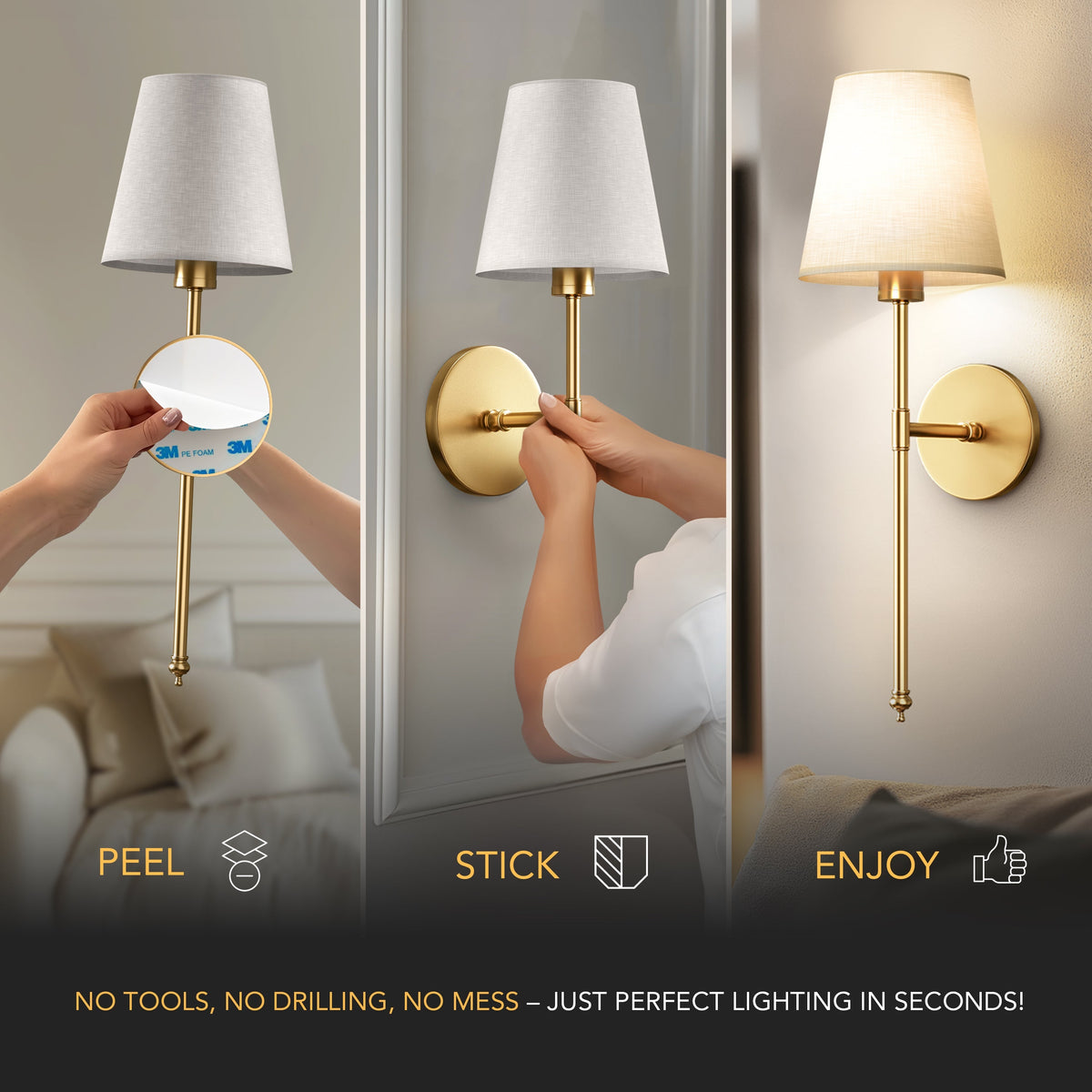 Aurevia™ – Stylish Cordless Wall Sconces Set of Two