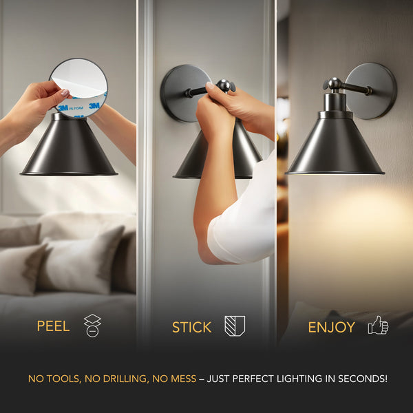 Industra™ – Stylish Industrial Cordless Wall Sconce for Homes