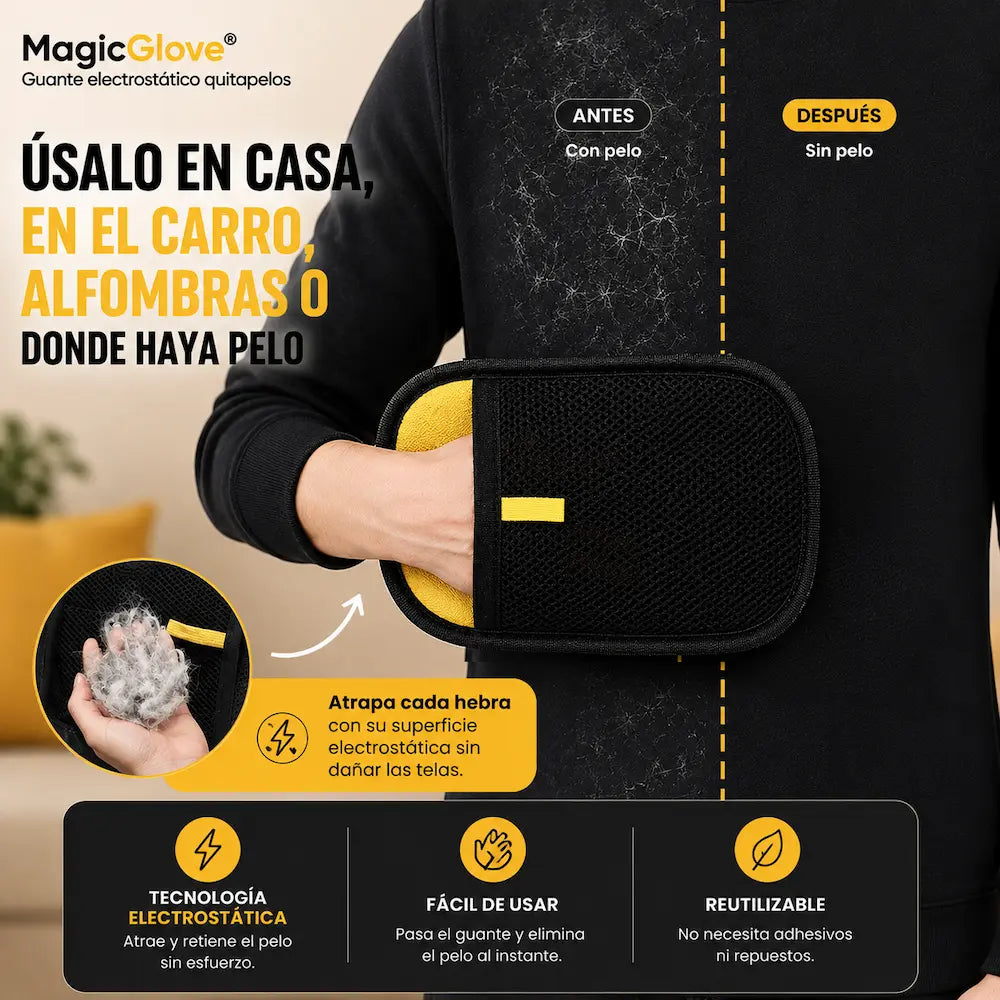 Peluvia™ – Guante Electrostático Quitapelos para Mascotas
