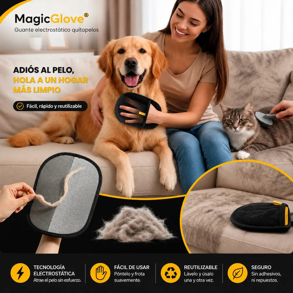 Peluvia™ – Guante Electrostático Quitapelos para Mascotas