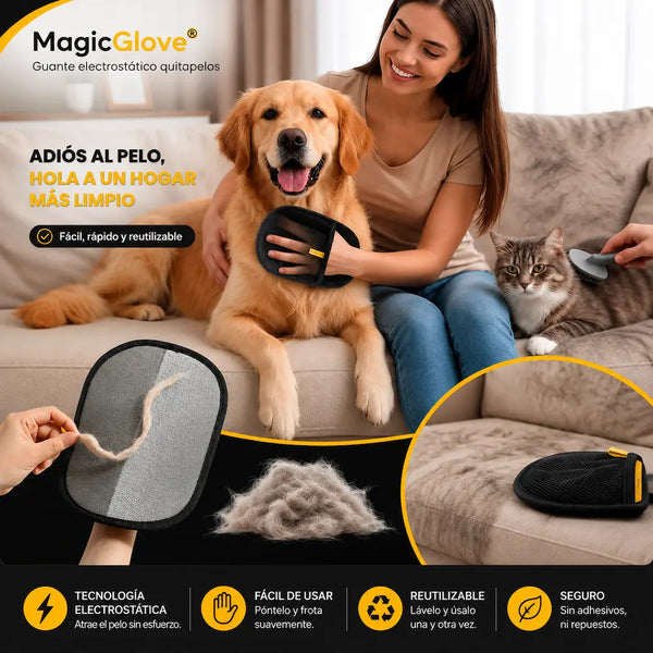 Peluvia™ – Guante Electrostático Quitapelos para Mascotas