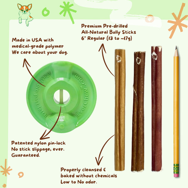 ChewLock™ – Small Dog Bully Stick Holder & Natural Chew Starter Pack