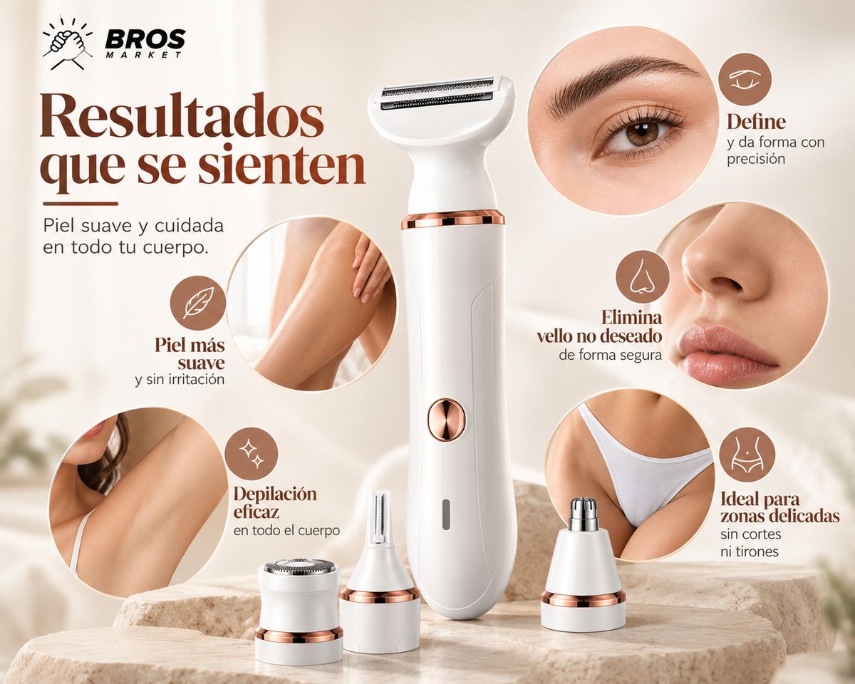 Veloura™ – Afeitadora Eléctrica Femenina 4 en 1 para Rostro y Cuerpo