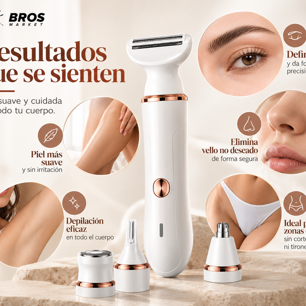 Veloura™ – Afeitadora Eléctrica Femenina 4 en 1 para Rostro y Cuerpo