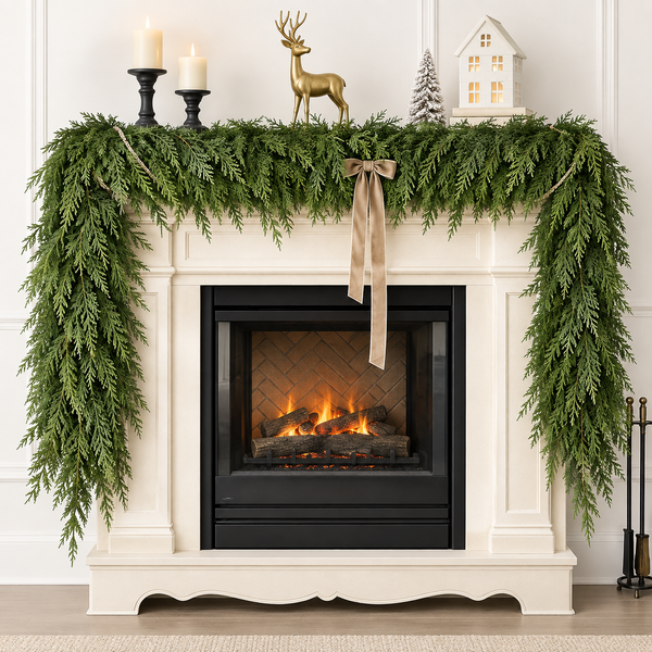 Pinevera™ – Real Touch Cedar Garland Two-Pack Décor