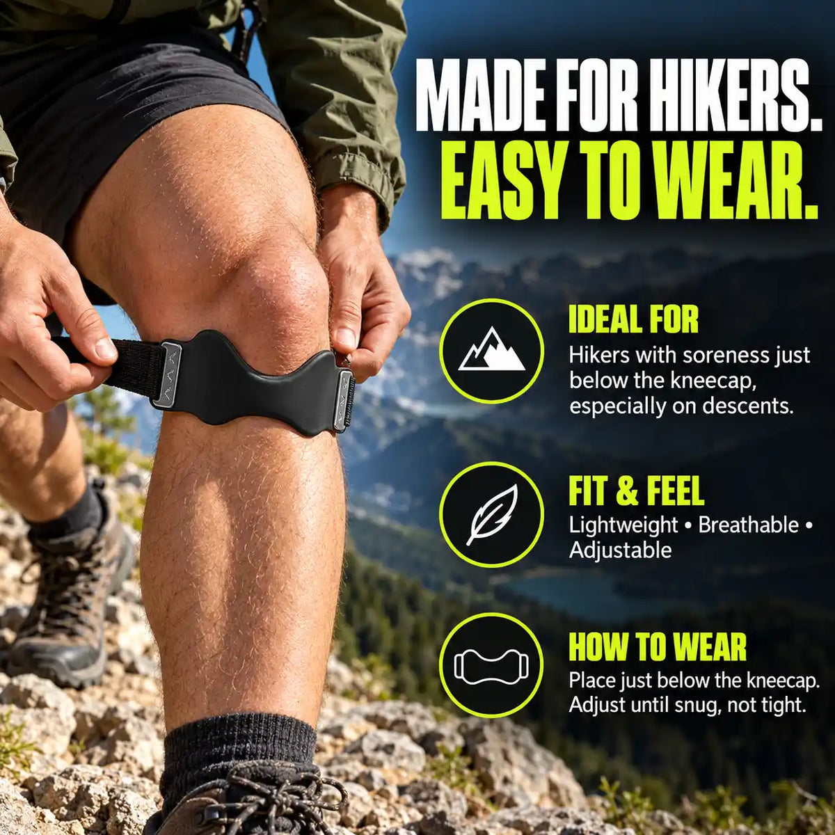 TrekFlex™ – Compression Knee Strap for Hiking and Descending