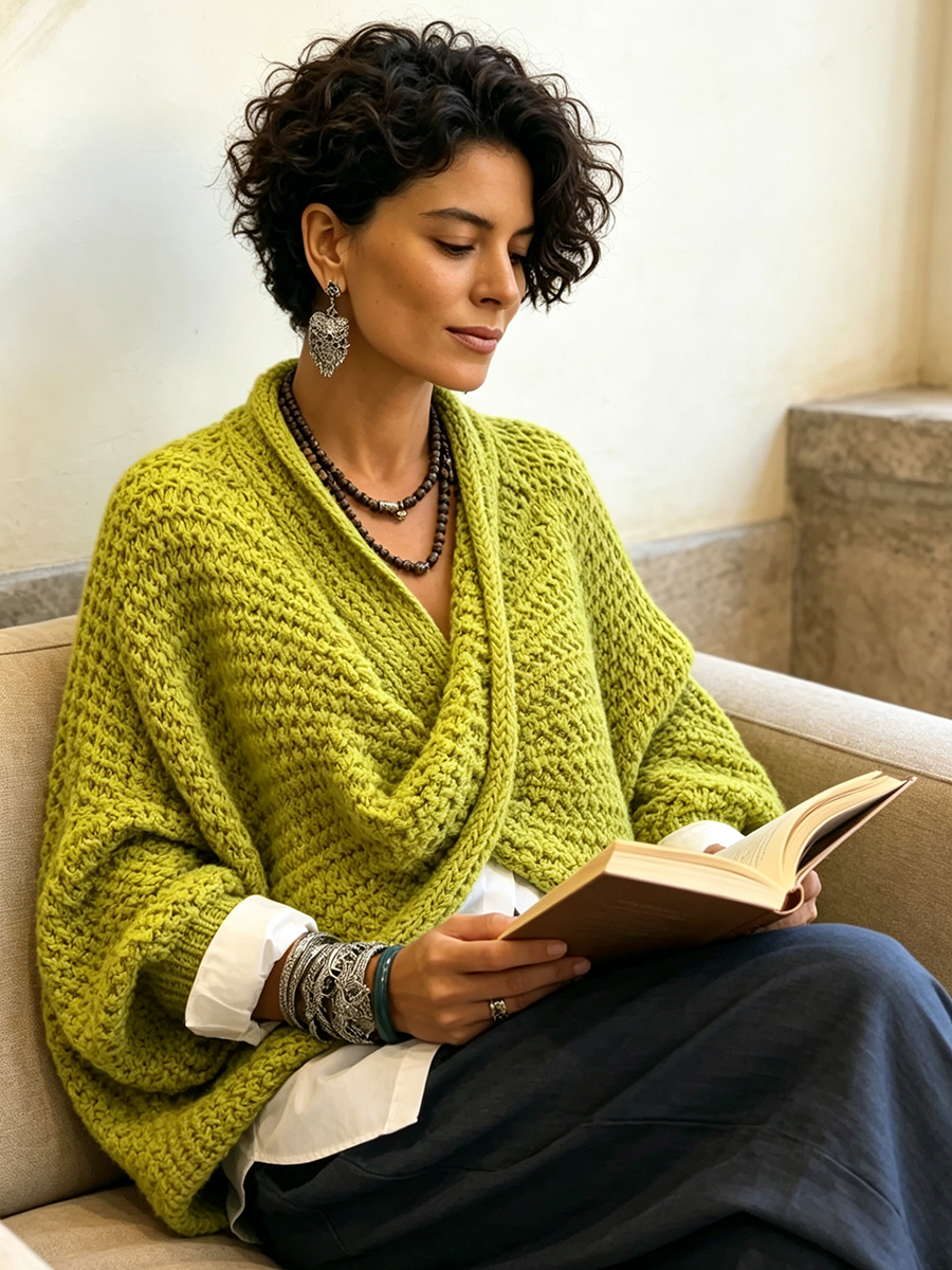 Lunévia™ – Suéter de Punto Elegante con Escote Cruzado en V