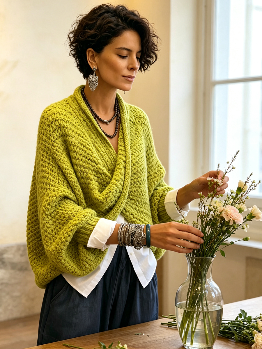 Lunévia™ – Suéter de Punto Elegante con Escote Cruzado en V
