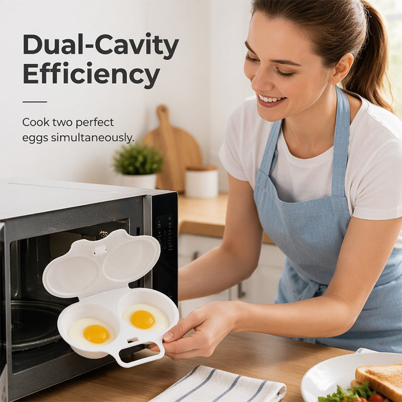 Eggluxe™ – Cocedor de huevos para microondas de doble cavidad para una cocción rápida