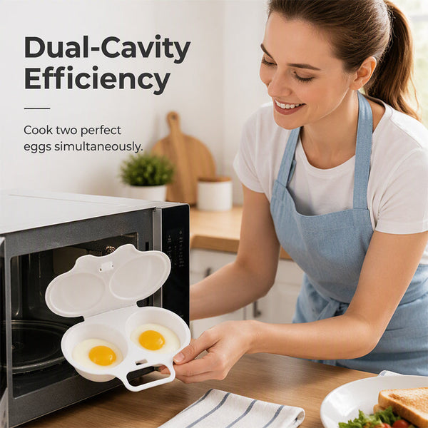 Eggluxe™ – Cocedor de huevos para microondas de doble cavidad para una cocción rápida