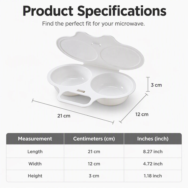 Eggluxe™ – Cocedor de huevos para microondas de doble cavidad para una cocción rápida
