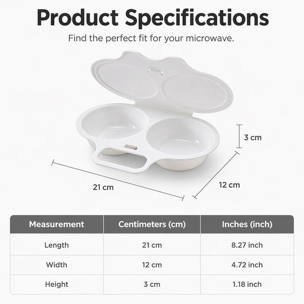 Eggluxe™ – Cocedor de huevos para microondas de doble cavidad para una cocción rápida
